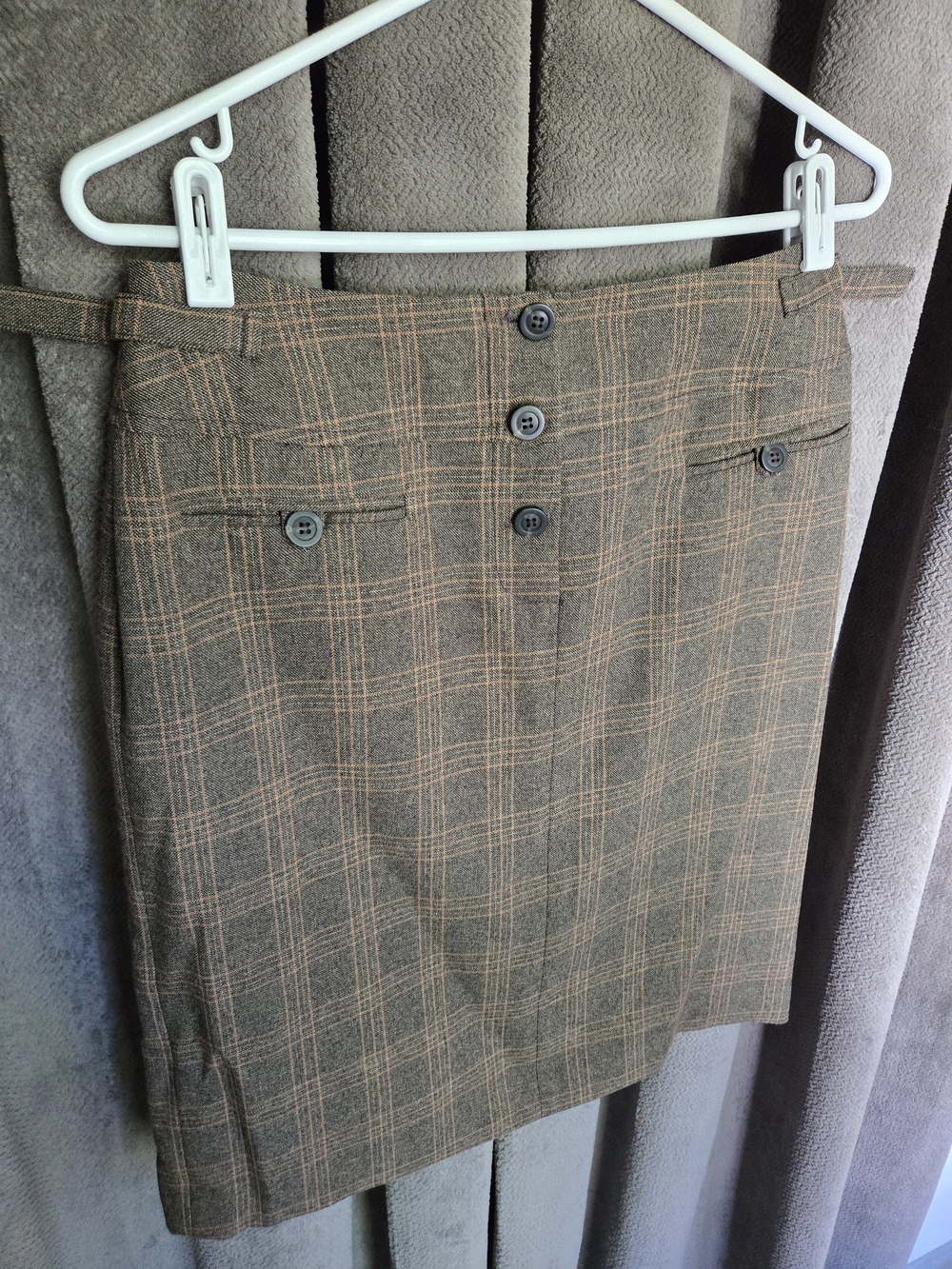 Tristan & Iseut Vintage Brown Plaid Pencil Skirt Dark Academia Preppy Classic 8 - Picture 14 of 15